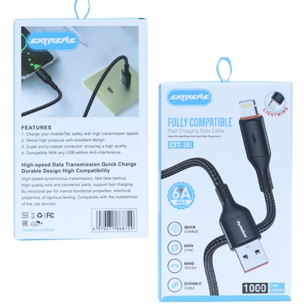 EXTREME Lightning Fast Charging Data Cable 6A – EXT-301 (1 Meter)