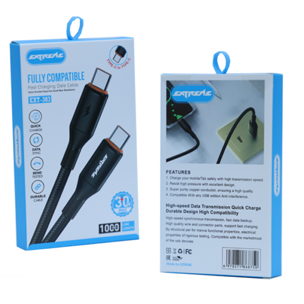 EXTREME Type-C to Type-C Fast Charging Cable 30W – EXT-303