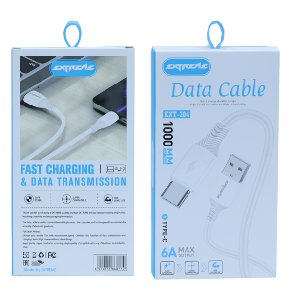 EXTREME USB-A to Type-C Fast Charging Data Cable 6A – EXT-304 (1M)