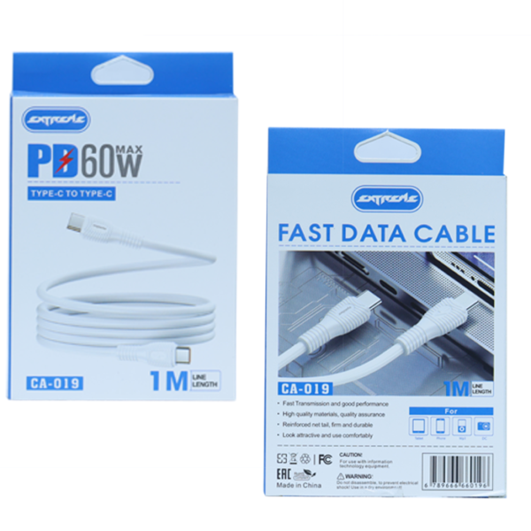 EXTREME PD 60W Type-C to Type-C Fast Charging Data Cable 1M – CA-019