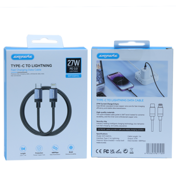 EXTREME Type-C to Lightning Cable 27W PD Fast Charging – 1M