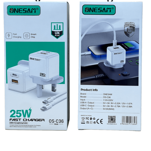ONESAM 25W Fast Charger USB-C Adapter with Cable (OS-C36)