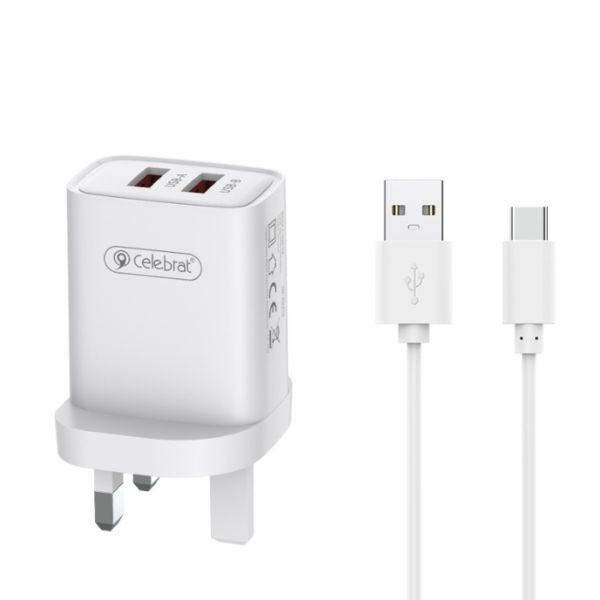Celebrat CH16 YT28 Adapter with Type-C Cable – Fast Charging Charger Set