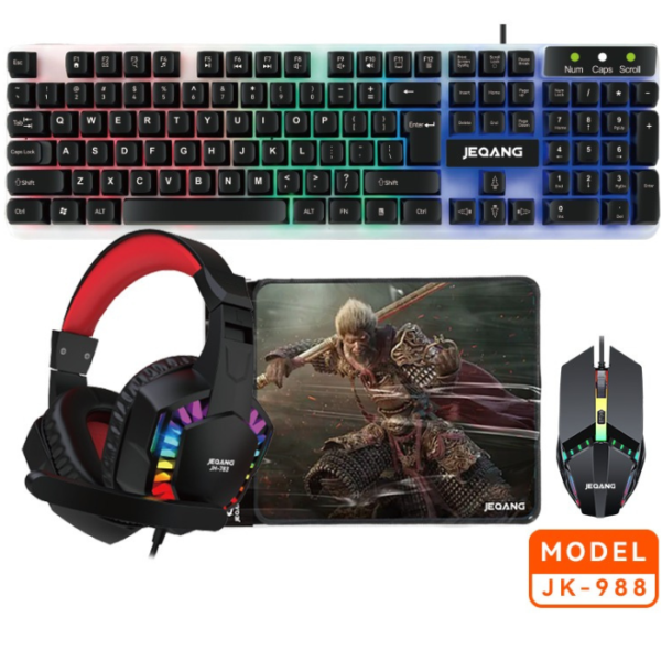 Jeqang JK988 JQ32 Gaming Combo 4-in-1 Set – Keyboard, Mouse, Headset & Mouse Pad