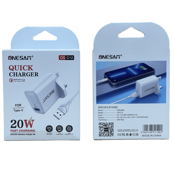 ONESAM 20W Quick Charger Set (OS-C12) with Cable