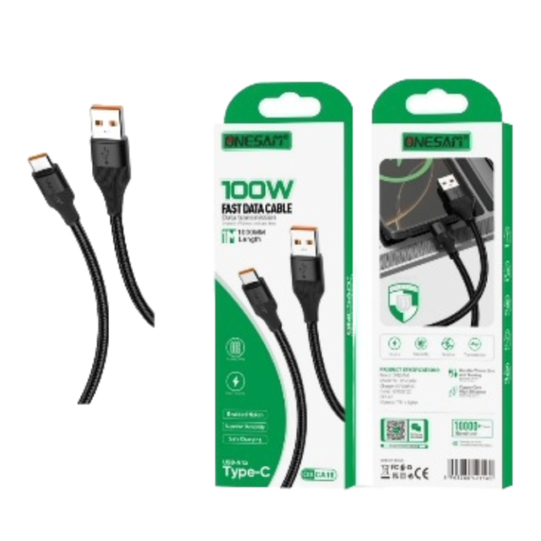 ONESAM OS CA16 100W Fast Data Cable | USB-C to USB-C 5A Charging & High-Speed Sync Cable