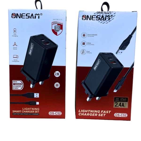 OneSam OSC52 OS02 Home Charger USB with Lightning Cable