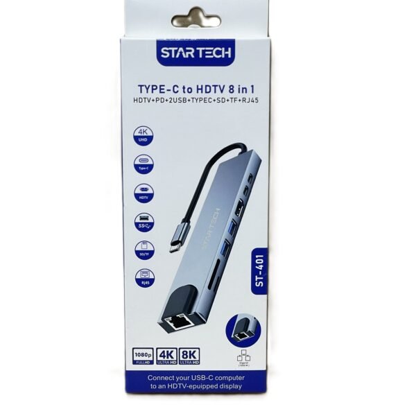 TYPE C-USB HUB+LAN1GB+HDMI+SD METAL 8IN1- APL53